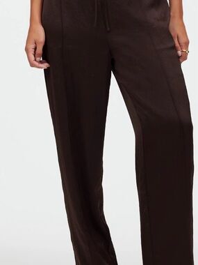 Madewell Wide-Leg Satin Pants — Dark Brown